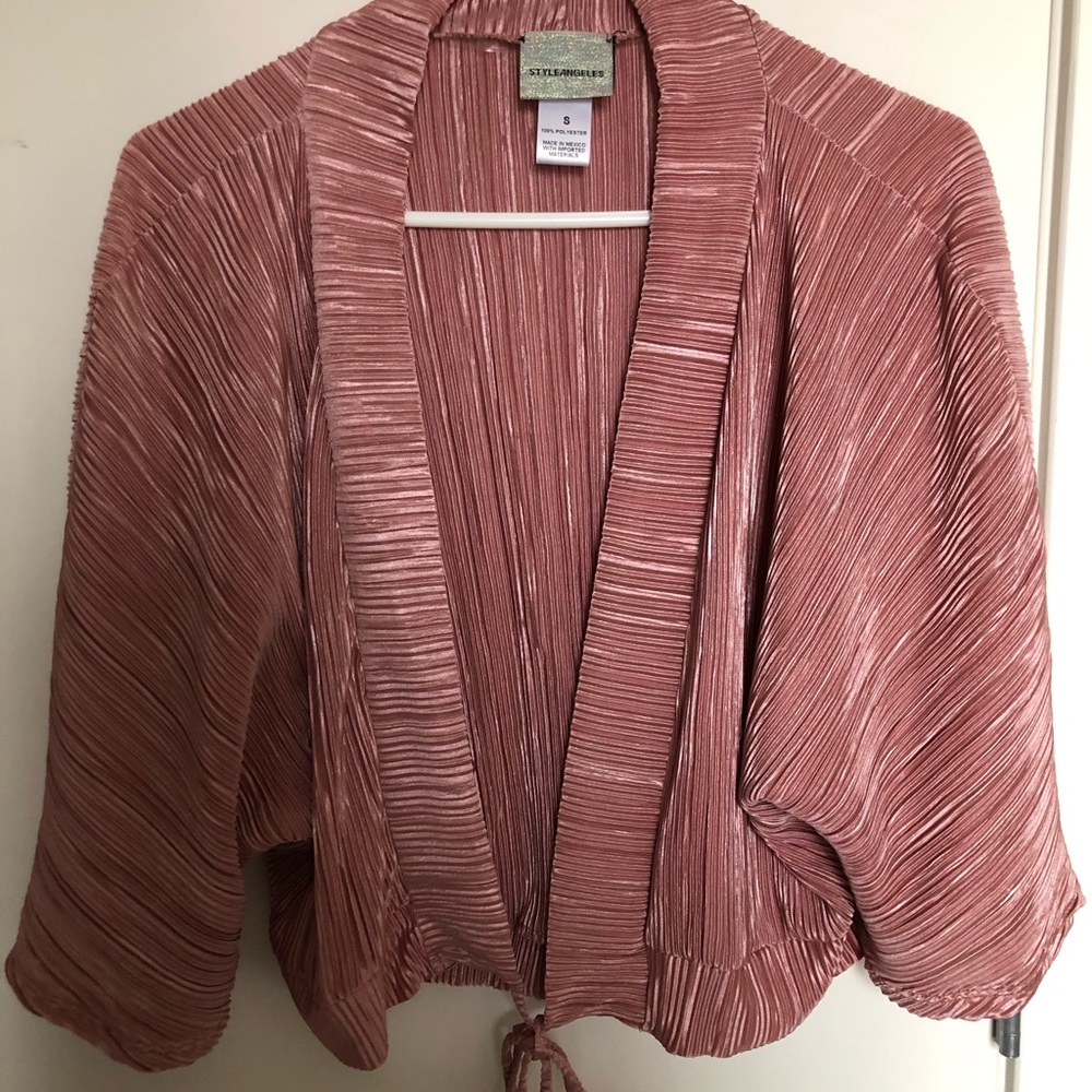 STYLEANGELES Pink Loose Fitting Shawl Cardigan Top for Spring/Summer